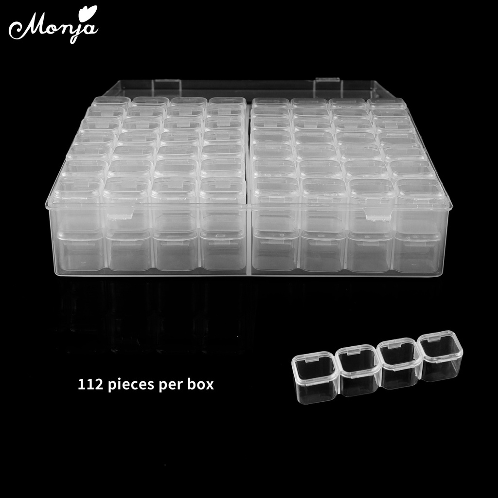 Monja Hộp Nhựa 112 Ngăn Đựng Phụ Kiện Làm Móng Kim Cương Đa Năng Hình Chữ Nhật