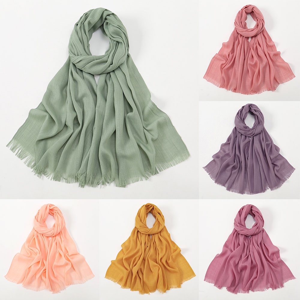 Khăn Trùm Đầu Bằng Cotton Mềm Mại Màu Trơn Đa Năng Phong Cách Hồi Giáo
