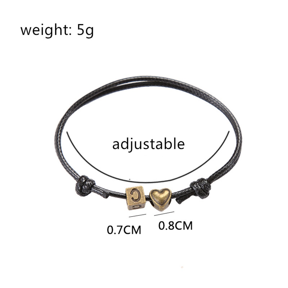 Vòng Tay Dây Da Mặt 26 Chữ Cái Thời Trang Cho Cặp Đôi