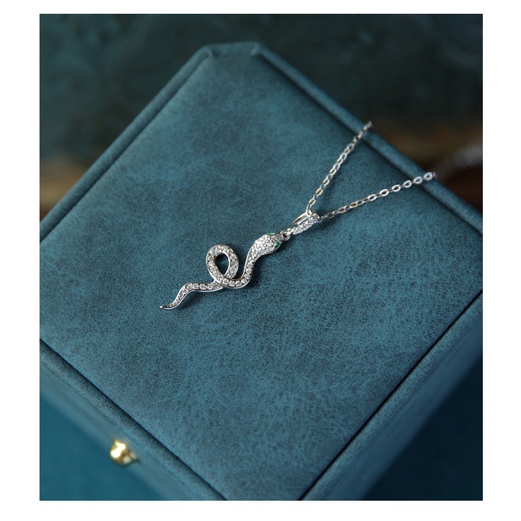 Vòng cổ Mặt Hình Rắn Bằng Thép Không Gỉ Đính Đá zircon Thời Trang Phong Cách Punk hip Hop Dành Cho Nữ