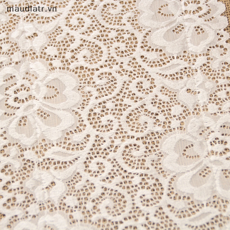 Khăn Trải Bàn Vải Bố Phối Ren Tự Nhiên 30x180cm Dùng Trang Trí Tiệc Cưới