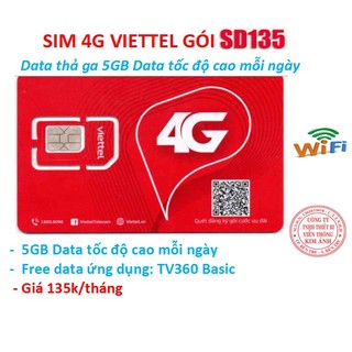 Sim nghe gọi Viettel 4G dùng mãi mãi gói Gói cước SD135 ưu đãi 5GB Data tốc độ cao mỗi ngày, Hàng chính hãng