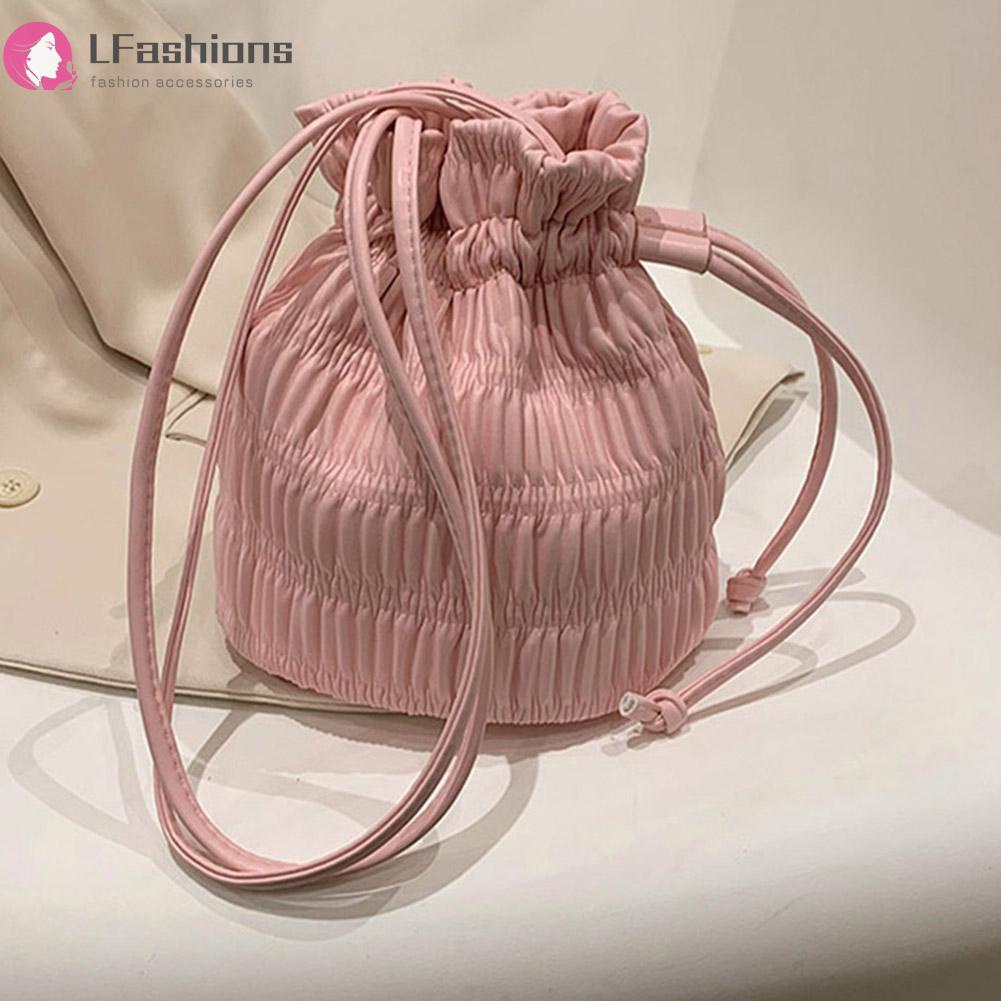 ❀ Áo Thun In Chữ Lovefashionss Thời Trang ❀ Túi xách hợp thời trang xếp ly túi đeo vai nữ túi đeo chéo da pu túi dây rút túi đeo chéo nhẹ ngọt ngào