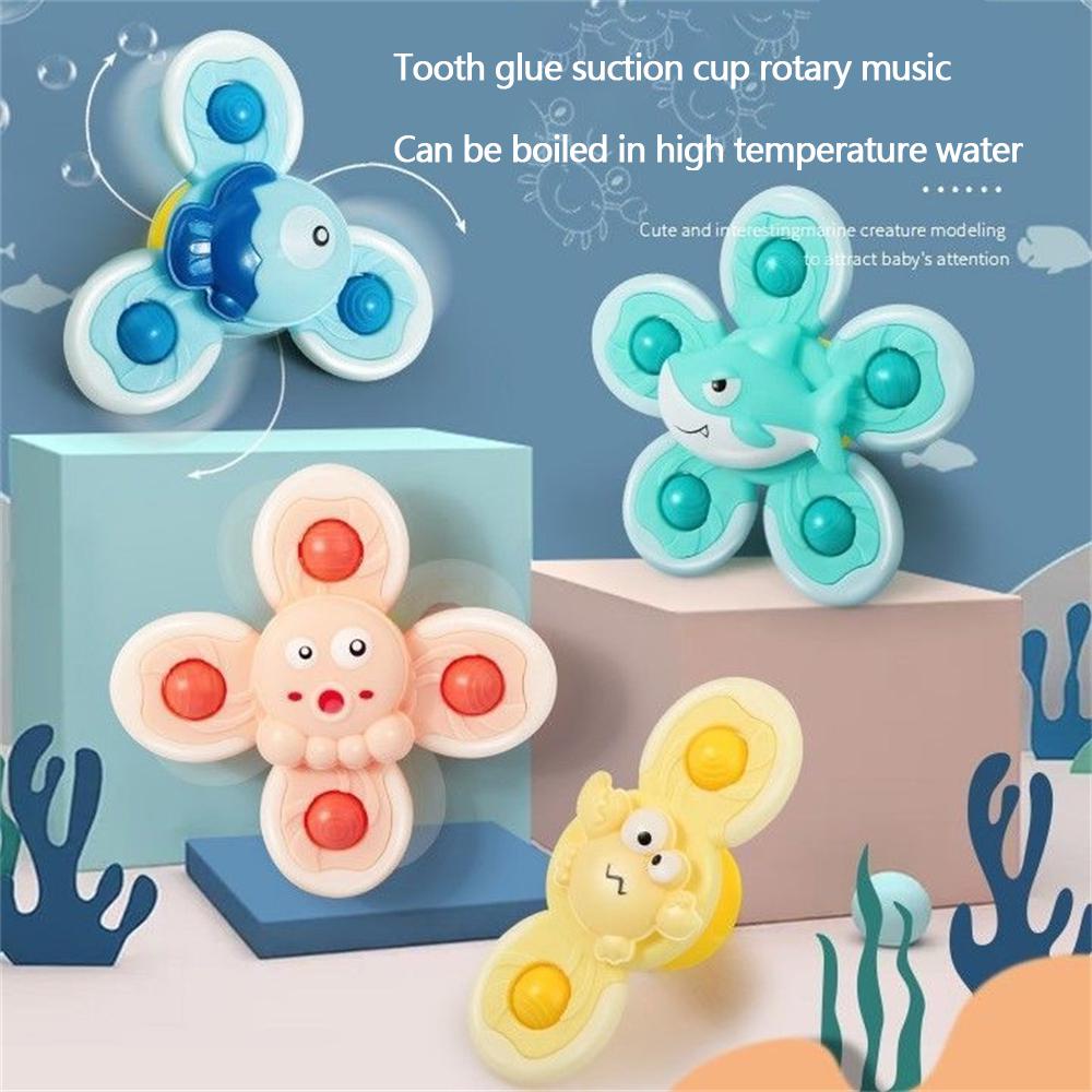 Cốc hút spinning đồ chơi hàng đầu cho bé trò chơi trẻ sơ sinh dây buộc giảm căng thẳng giáo dục xoay rattle đồ chơi tắm cho trẻ em