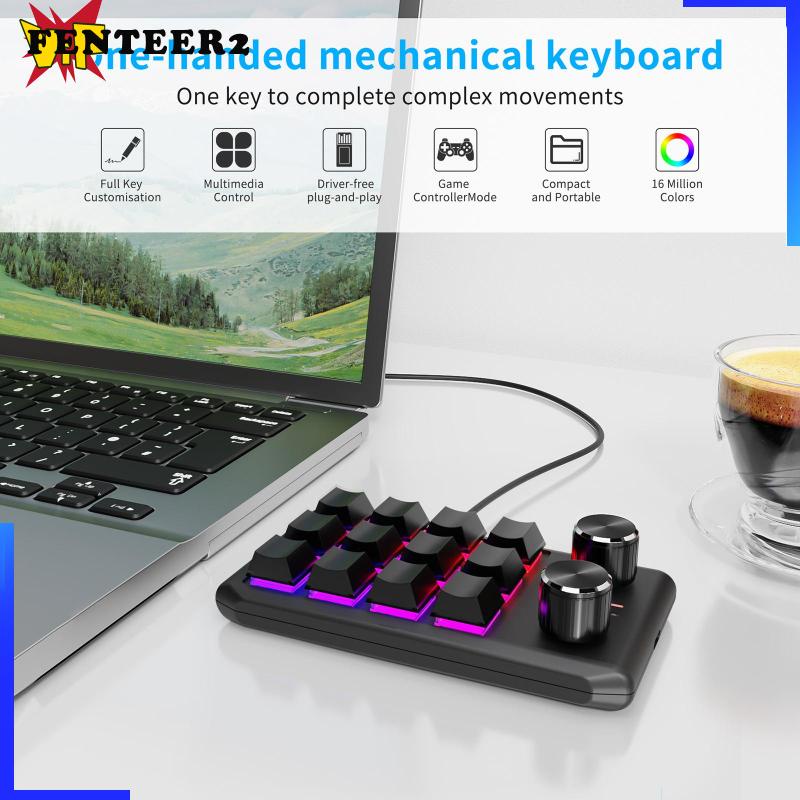 Bàn Phím Mini 12 Phím RGB Chống Trượt Kèm Dây Cáp USB Và 2 Nút Lập Trình Chuyên Dụng