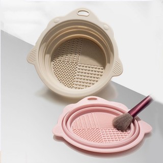 Multi-function silicone makeup brush cleaning bowl / powder puff beauty scrubber pad / foldable eyeshadow brushes wash mat