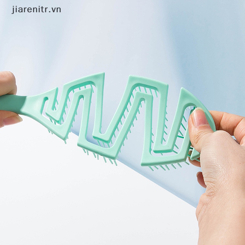 Ji wet brush drycurved comb massage comb fluffy shape ribs lược uốn trên tóc ướt vn