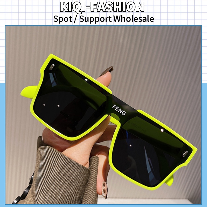 (KIQI-FASHION) COD Thời trang hàn quốc nhập khẩu vuông nam và nữ kính râm uv400 anti-ultraviolet yel