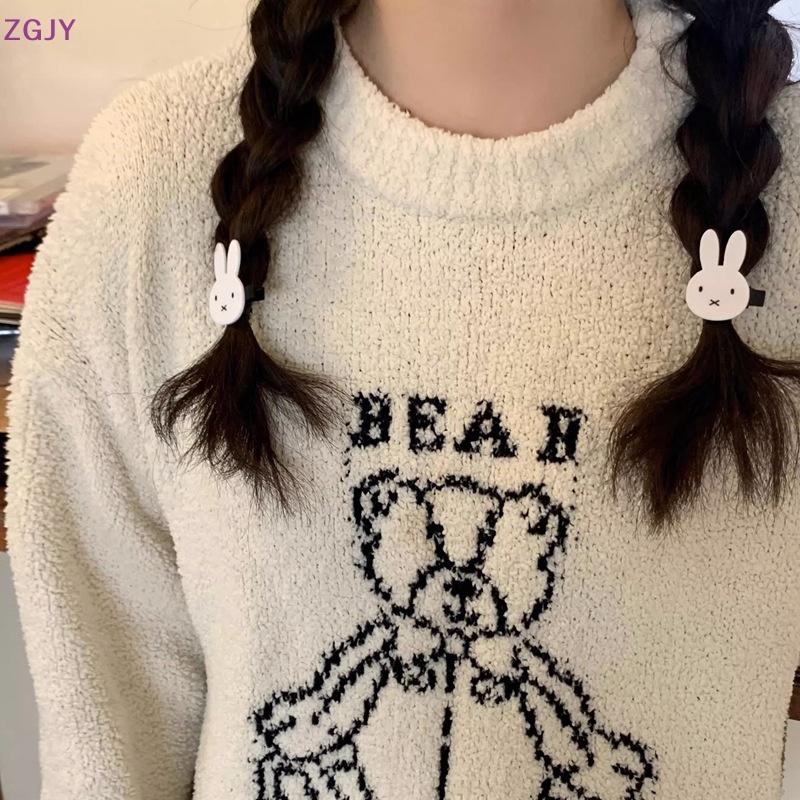 Terokk nhật bản mùa hè nhựa trắng thỏ bunny kẹp tóc cho bé gái trẻ em dễ thương kawaii fairy sweet kẹp tóc phụ kiện thời trang mới