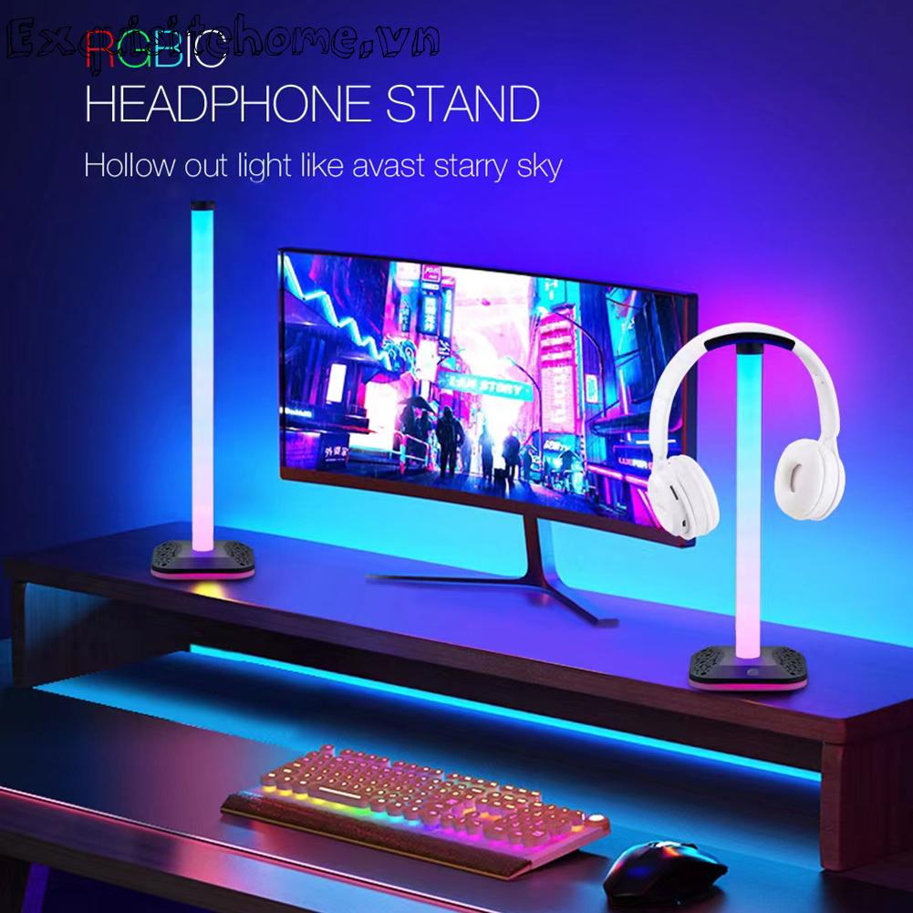 Rgb light đế tai nghe để bàn chống trượt hỗ trợ usb qua tai giá đỡ tai nghe