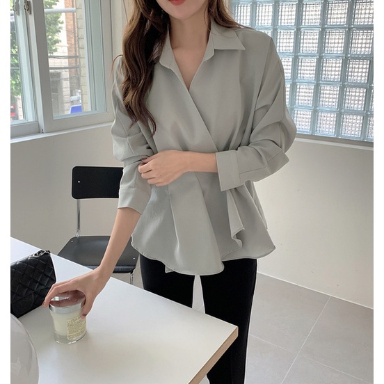 Áo Sơ Mi Nữ Dài Tay Cổ Bẻ Thời Trang Hàn