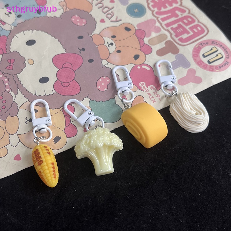 Sthb phim hoạt hình dễ thương mô phỏng bữa sáng đồ ăn nhẹ móc khóa túi cá tính mặt dây chuyền ch phụ kiện chìa khóa xe trang sức cho bé gái quà tặng vn