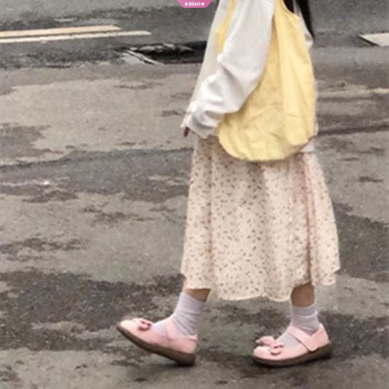 Giày mềm sanrio công chúa đáng yêu lolita đầu tròn giày da nhỏ phong cách nhật bản kawaii melody kuromi giày bệt cho nữ