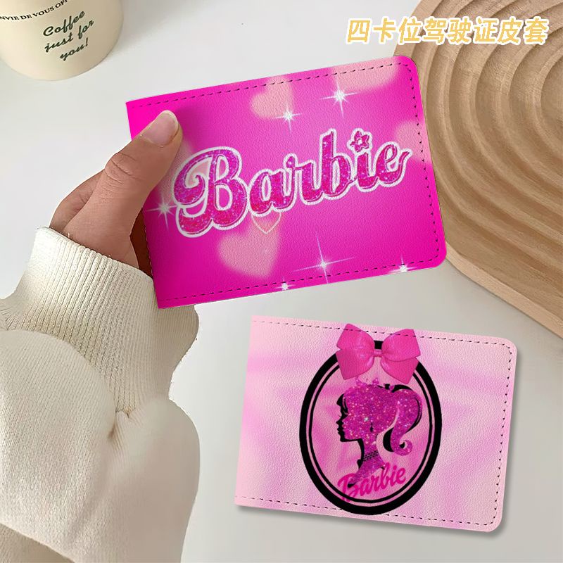 Barbie chủ thẻ màu hồng túi đựng thẻ hoạt hình thẻ xe buýt thẻ ngân hàng thẻ bảo vệ trường hợp học sinh túi