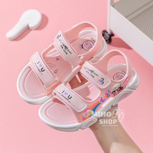 Dép Sandal Quai Dán Đế Mềm Màu Cầu Vồng Đơn Giản Thời Trang Mùa Hè Cho Bé Gái