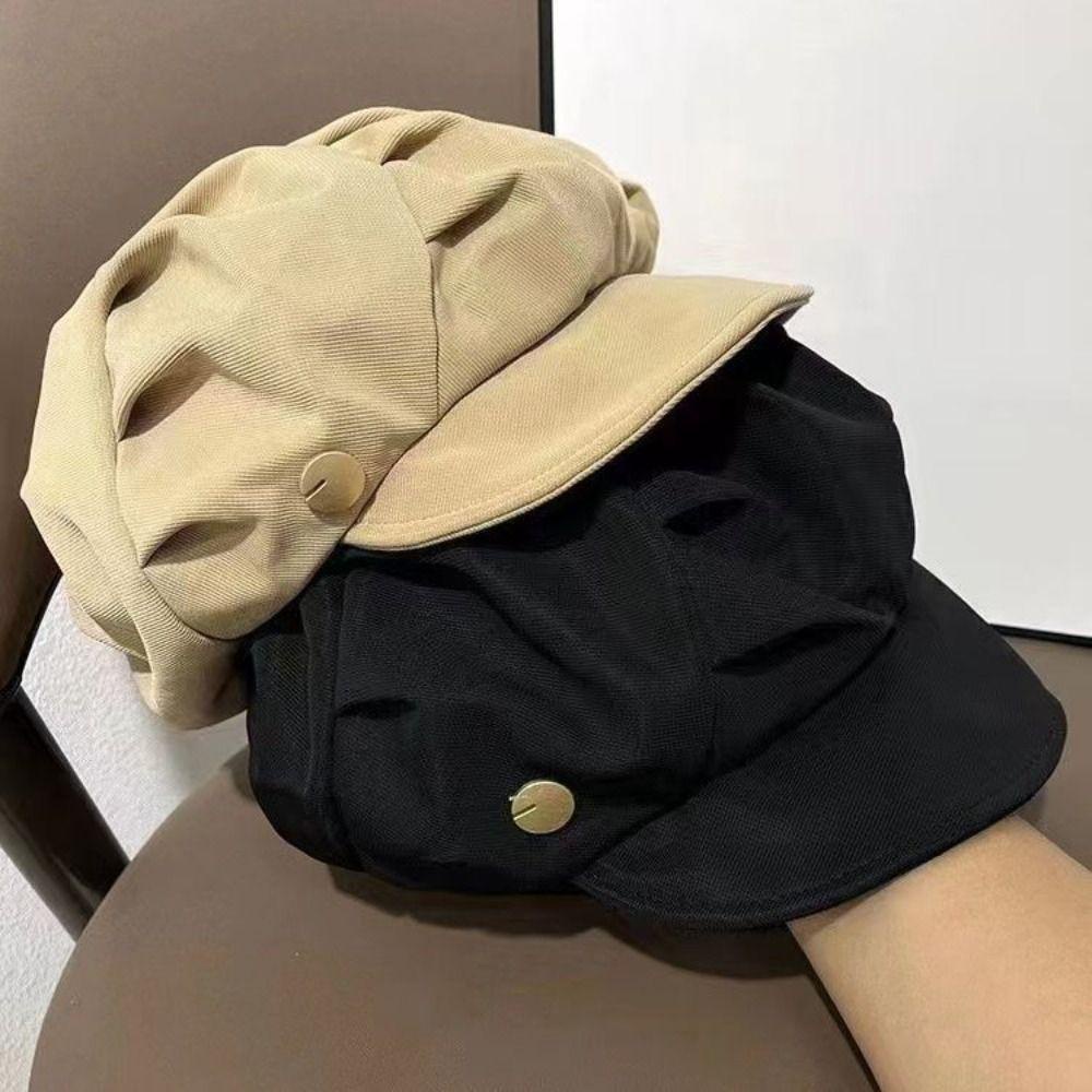 Oceanmap mũ beret xếp ly, mũ newsboy harajuku, mũ nghệ sĩ có đỉnh cao cổ điển y2k driving