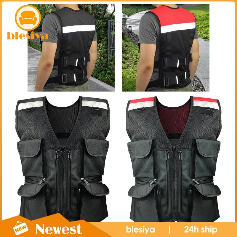 Áo vest an toàn xây dựng vest dây kéo phía trước có túi khả năng hiển thị cao vest an ninh để chạy xe máy đi xe máy giao thông