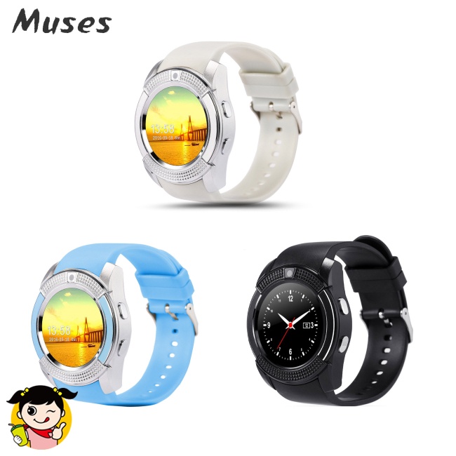 Ready stock v8 nam nữ đồng hồ thông minh theo dõi ngủ máy đo bước đi với màn hình tròn 1,22 inch camera hd đồng hồ thể dục