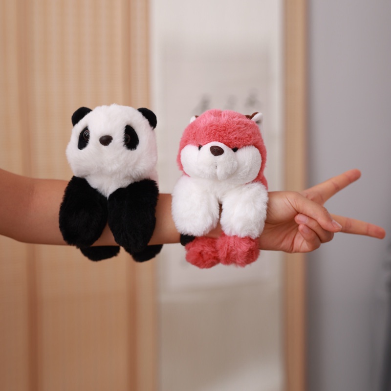Ere1 dễ thương panda fox dinosaur doll clap ring vòng đeo tay vòng tay đồ chơi sang trọng