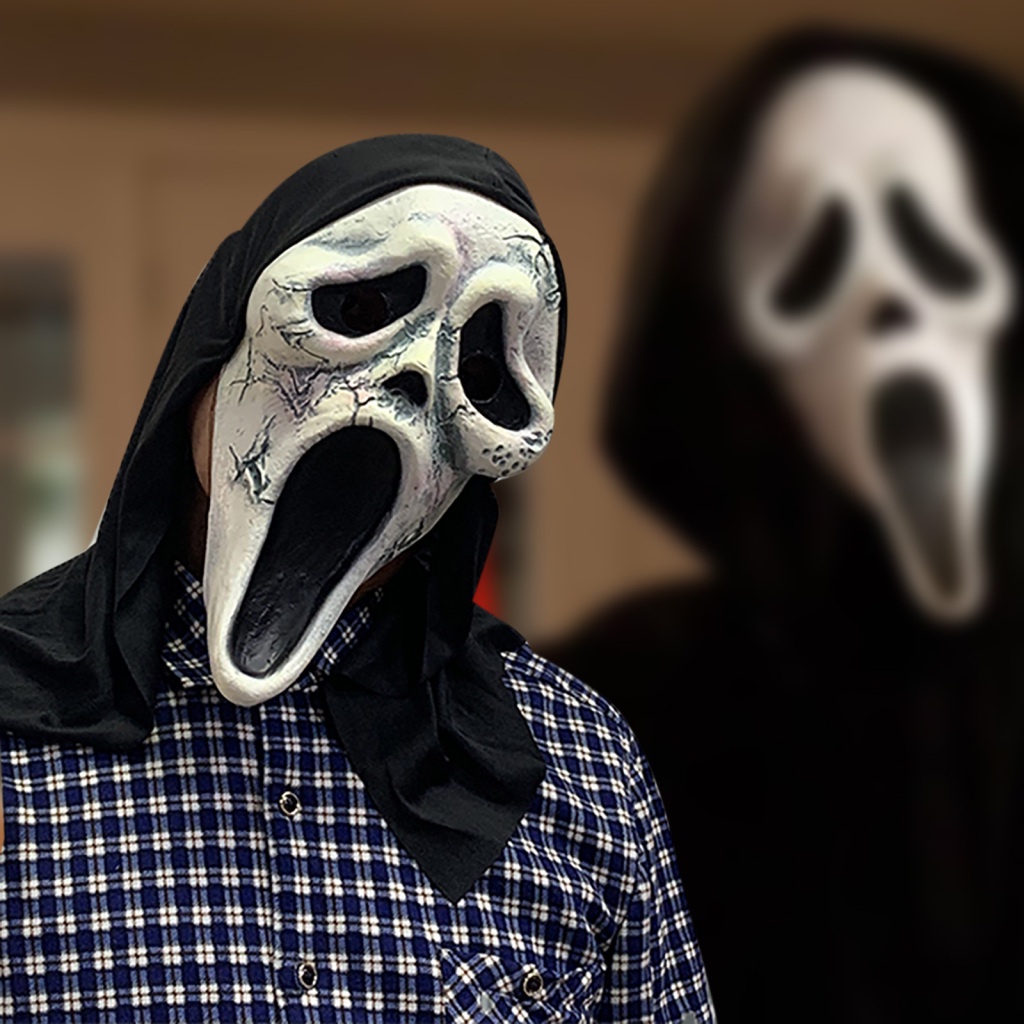 Halloween ghost scream face mask latex che đầu nhăn mặt đáng sợ