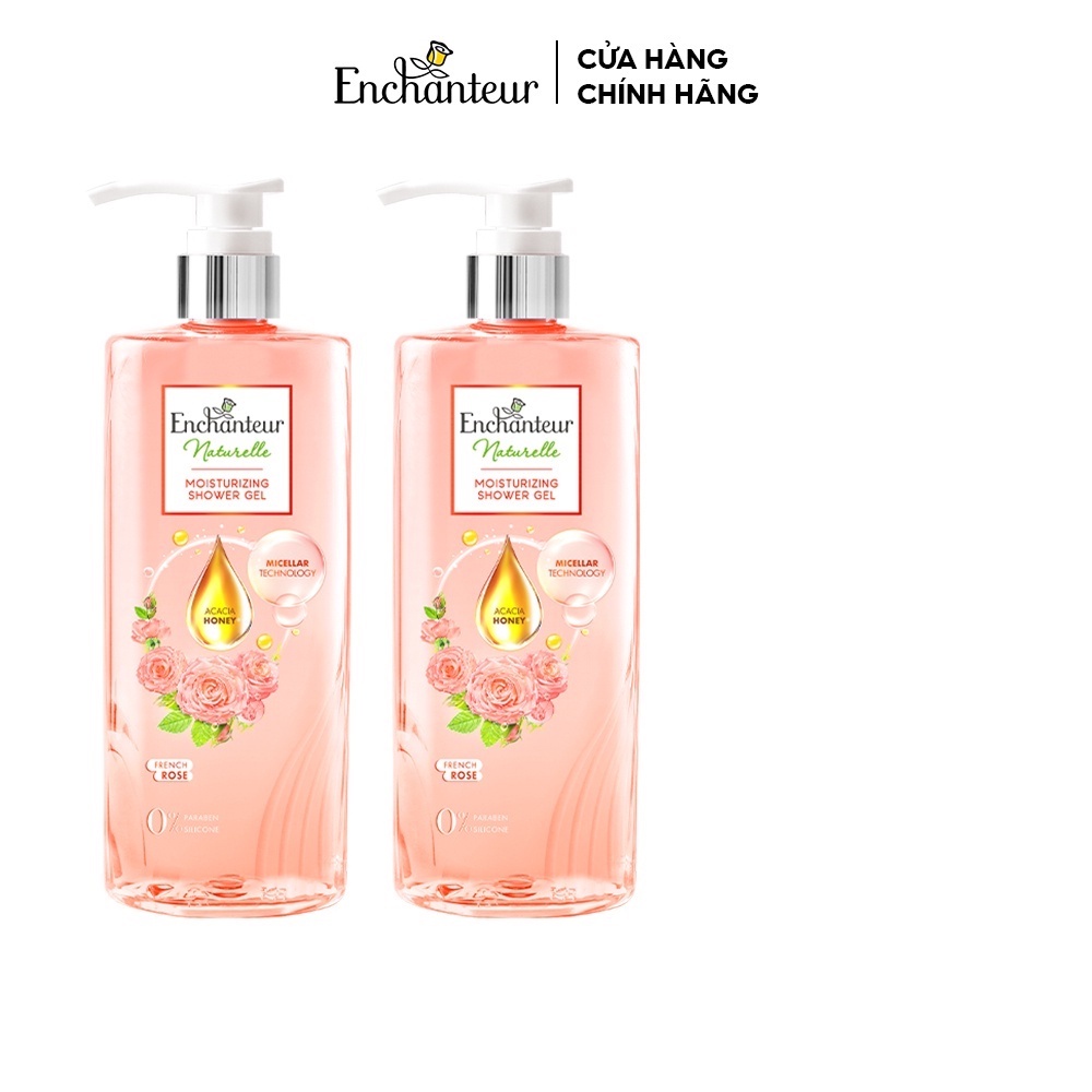 Bộ 2 Sữa tắm dưỡng da Enchanteur Naturelle hương hoa hồng Pháp 510gr/Chai