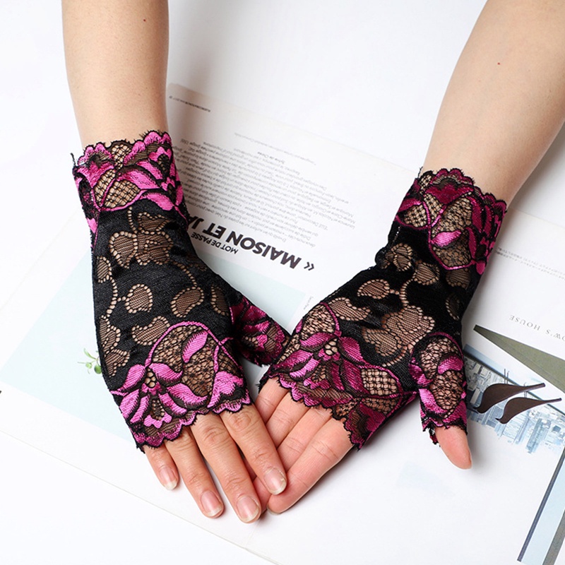 Thời trang ngón tay găng tay ren gợi cảm dành cho nữ găng tay lưới cá nửa ngón