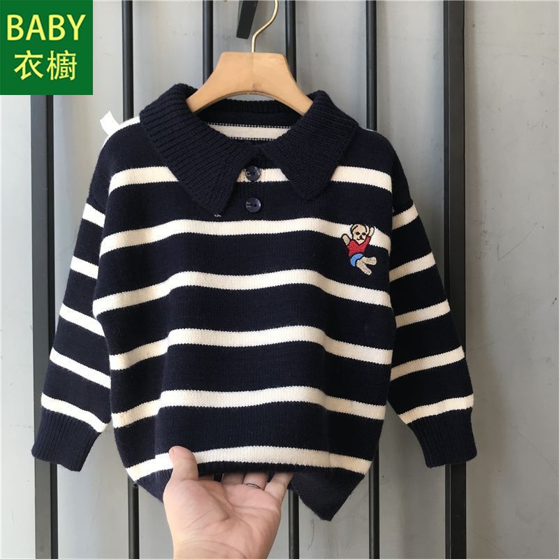 Áo Sweater Dệt Kim Có Cổ Thời Trang Thu Đông 2023 Mới Cho Bé Trai Và Bé Gái