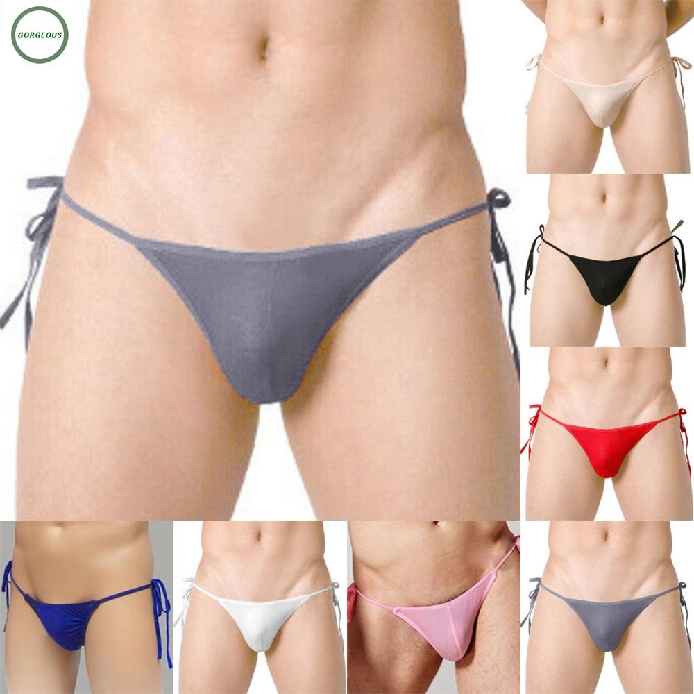 Mới đến ~ quần sịp jock strap ren up knickers quần lót ice silk sexy mens g-string