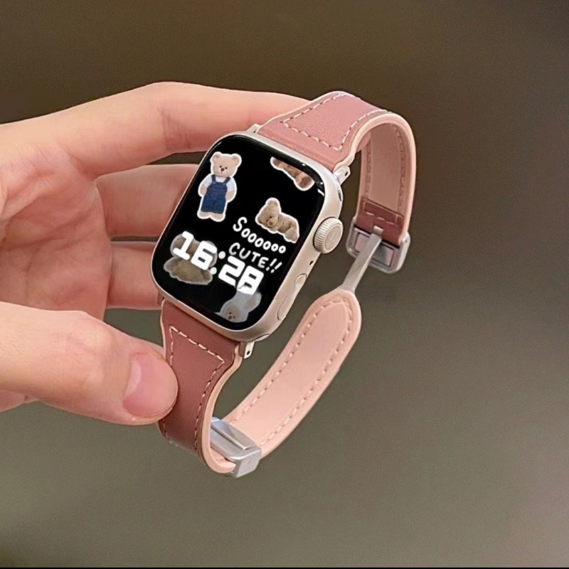 Silicone mỏng + dây đeo bằng da cho apple watch band series 7 se 6 5 8 3 4 vòng đeo tay từ tính cho iwatch ultra 40mm 41mm 38mm 44mm 45mm 49mm 42mm