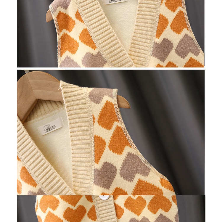 Cô gái ngọt ngào nhật bản quần áo mùa xuân mùa thu sản phẩm mới 2022 trẻ em yêu jacquard áo len dệt kim vest vest hợp thời trang