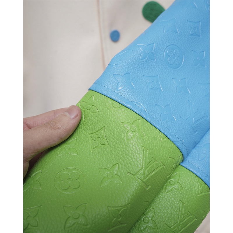 L-v-fw blue green collated duck baseball coat với sợi len được làm bằng máy ngang, phong cách unisex