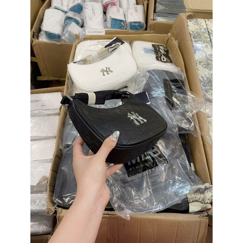 Túi kẹp nách da in chìm MLB NY Full tag Code