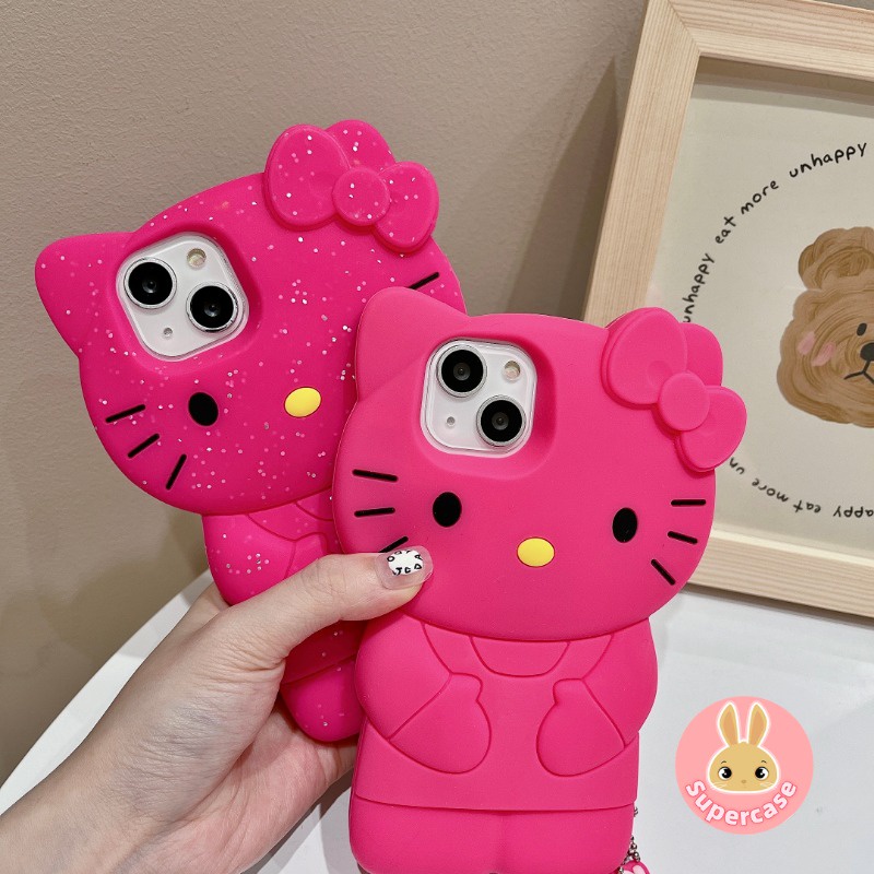 Glitter barbie hellokitty case cho iphone 14 13 11 12 pro max xr x 7 8 6 6s plus xs se 14 plus se 2020 12 13 mini silicone soft cover anti-fall pink hello kitty phone case cover