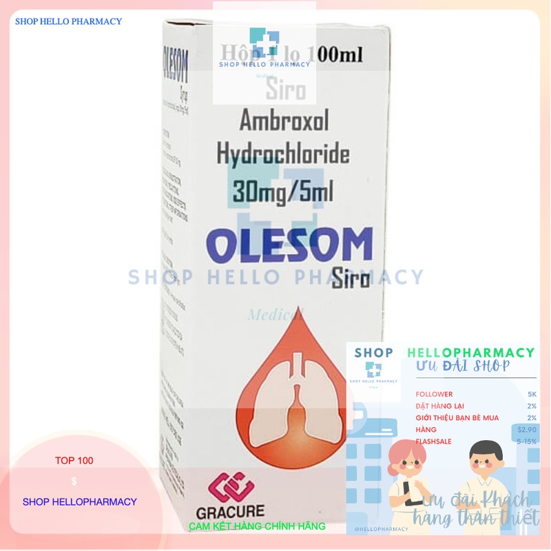 Siro ho,tan đàm cho bé OLESOM, chai 100ml