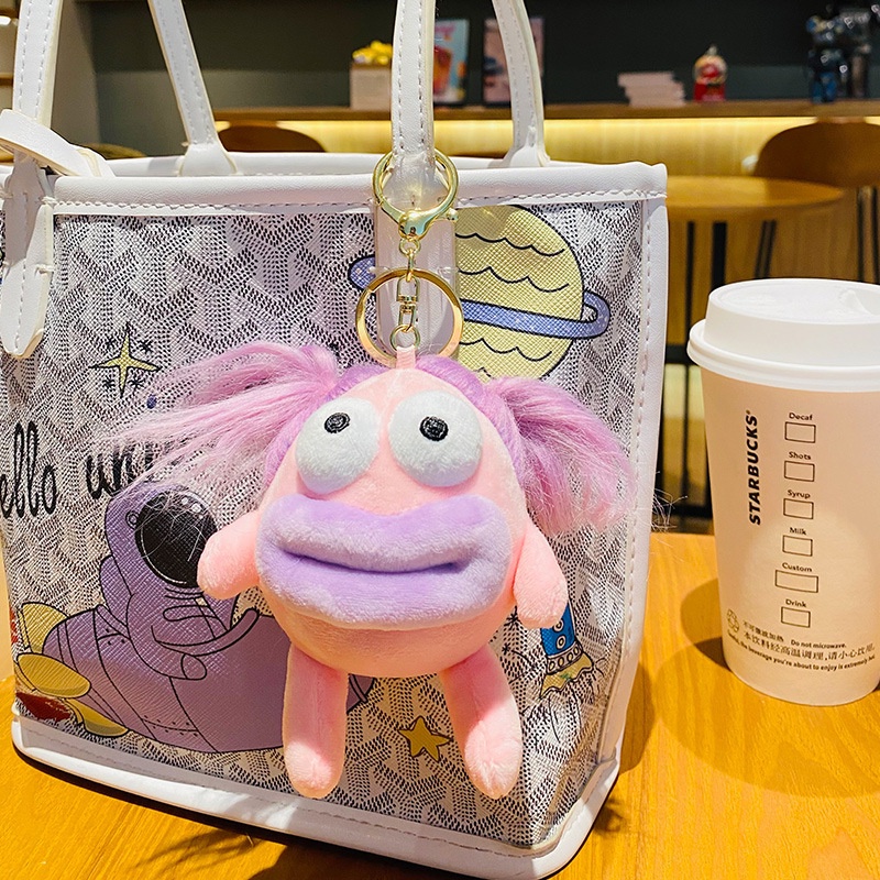 Phim hoạt hình dễ thương và vui nhộn bím tóc jun vải búp bê móc khóa xe treo chuỗi túi sách phụ kiện mặt dây chuyền