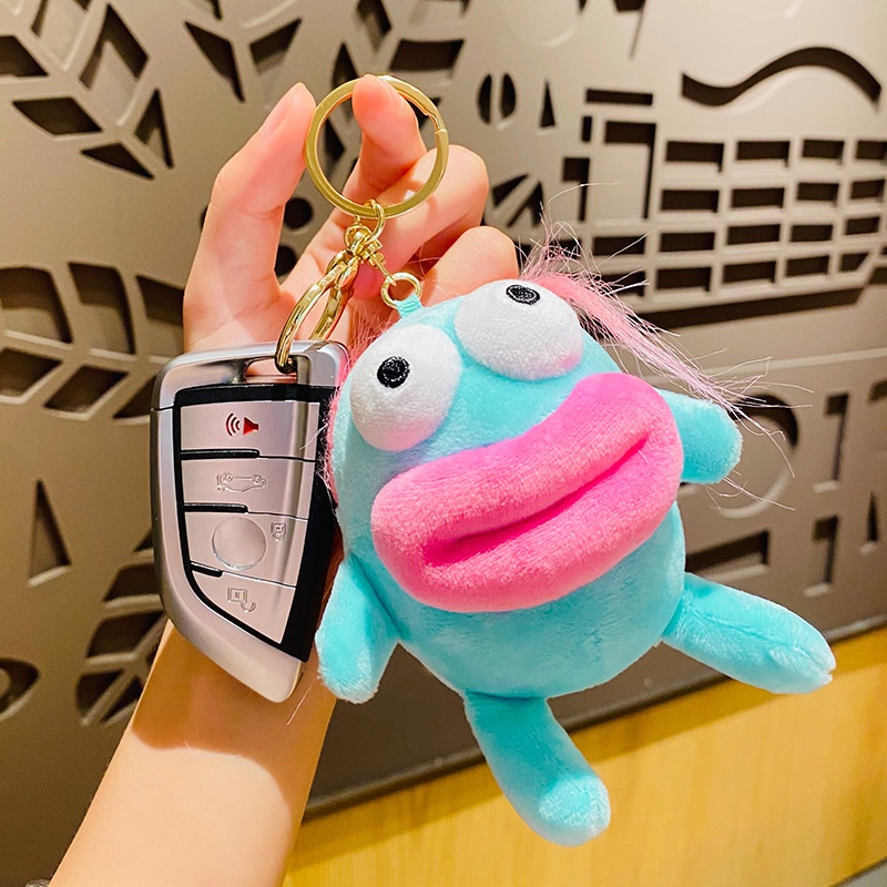 Phim hoạt hình dễ thương và vui nhộn bím tóc jun vải búp bê móc khóa xe treo chuỗi túi sách phụ kiện mặt dây chuyền