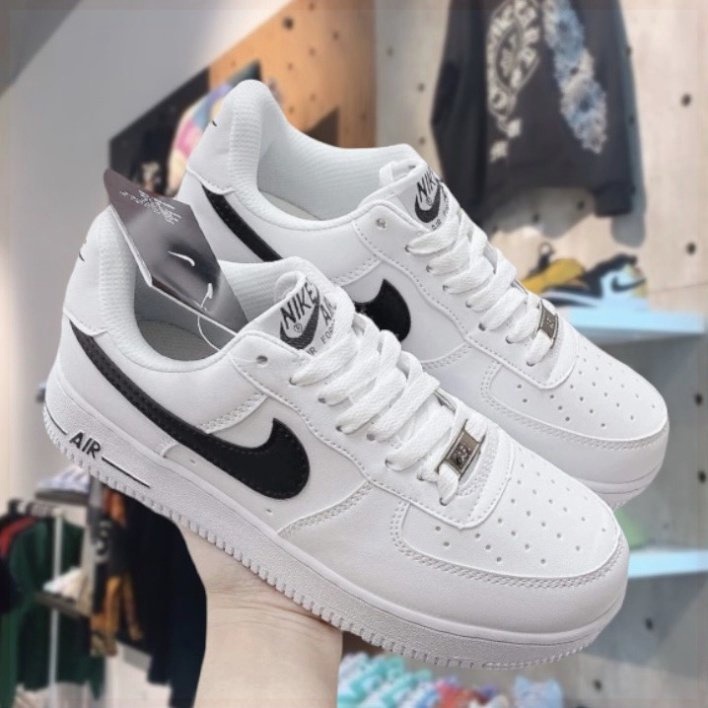 Giày thể thao AF1 trắng vệt đen, giày sneaker AIR trắng tích đen nam nữ cao cấp Full box + pk G249