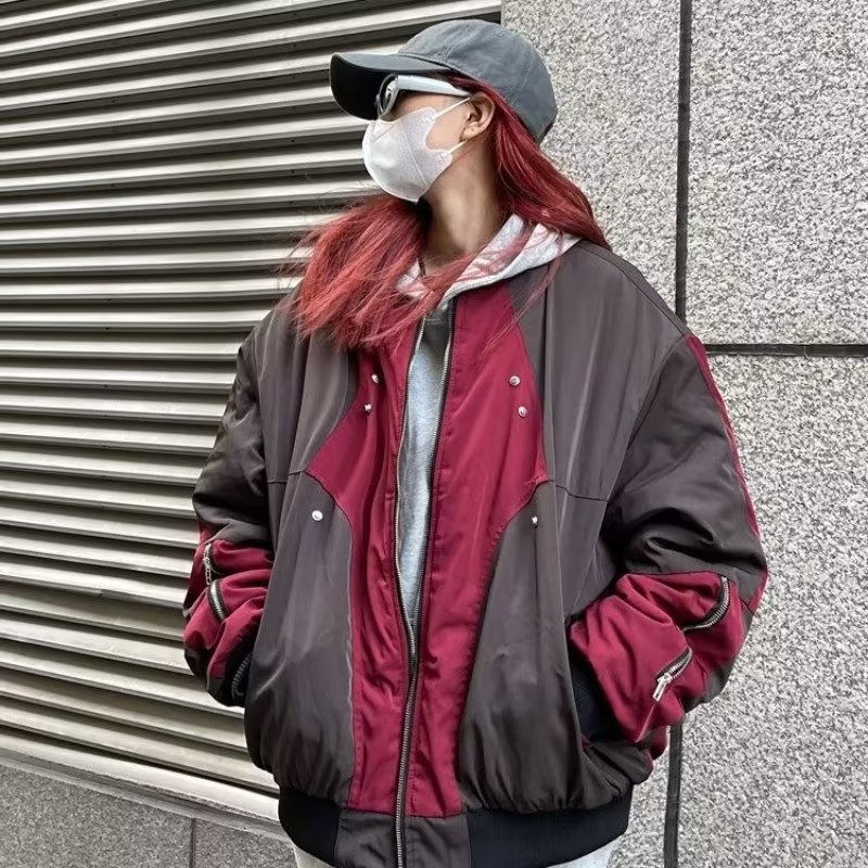 Áo khoác VUNC dáng rộng phối khóa kéo phong cách đường phố Mỹ thời trang dành cho nam