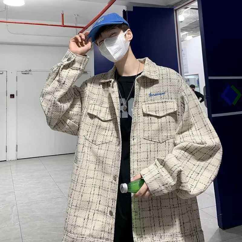 Áo khoác nam áo khoác rộng thùng thình mùa xuân và mùa thu all-match top