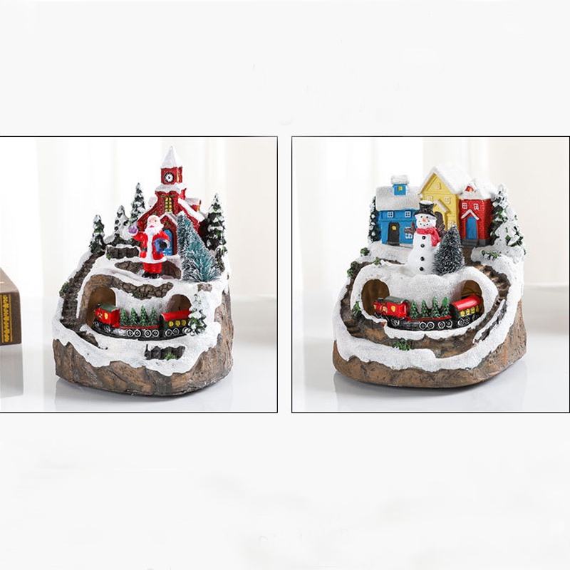 Trang Trí Giáng Sinh Nhựa Tác Phẩm Điêu Khắc Trang Trí Đồ Dùng Ngôi Nhà Tuyết Phát Sáng Đồ Trang Trí Trang Trí Bàn Phòng Khách Màn Hình Bàn Văn Phòng Tượng