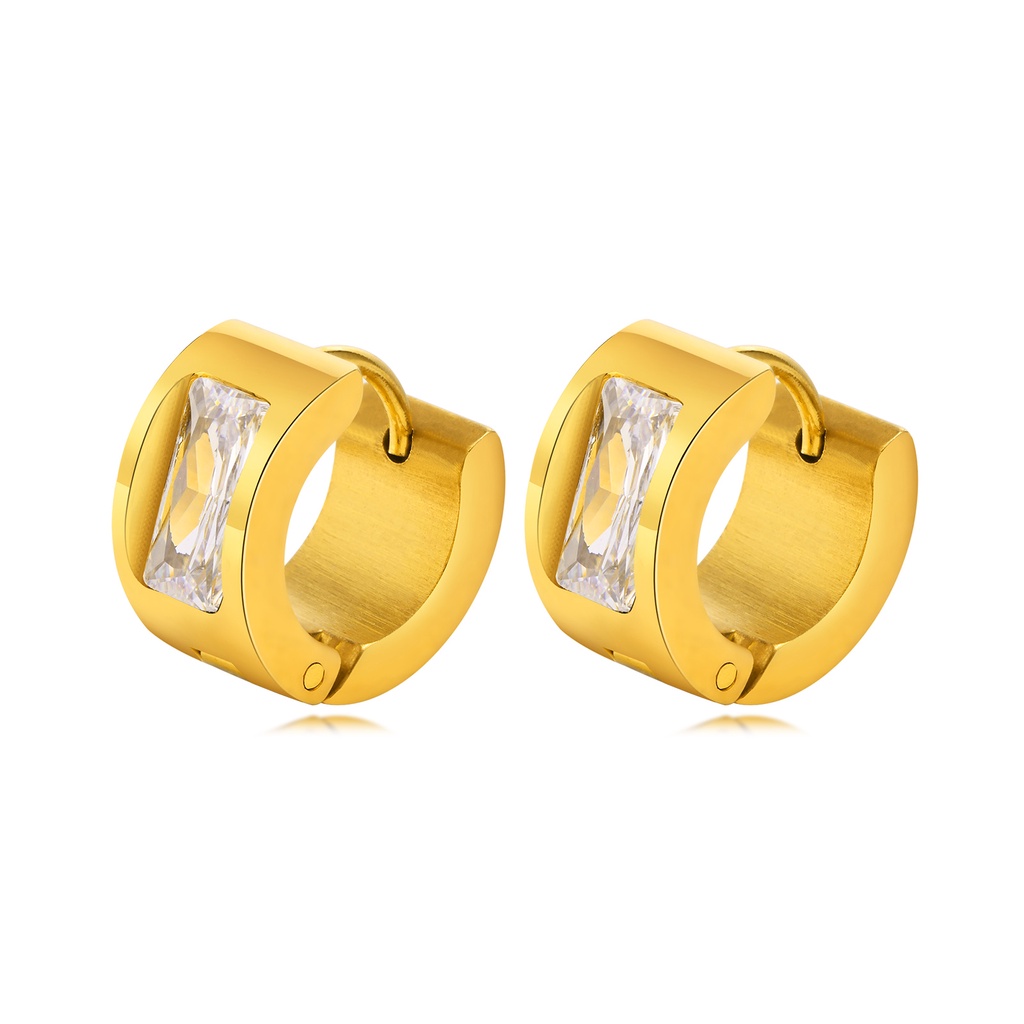 Vnox Khuyên Tai Móc Nhỏ Bằng Thép Không Gỉ Không Gây Dị Ứng Đính Đá Zircon Màu Vàng Cho Nam Và Nữ