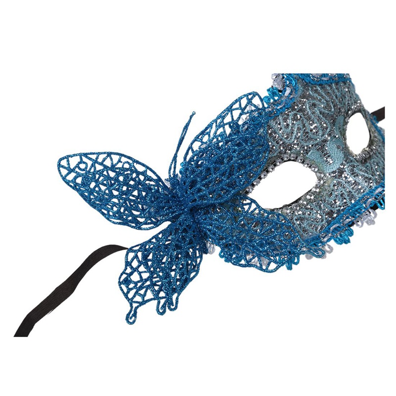 Bộ 2 Mặt Nạ Ren Gợi Cảm Màu Xanh Dương Dùng Cho Lễ Hội Hóa Trang