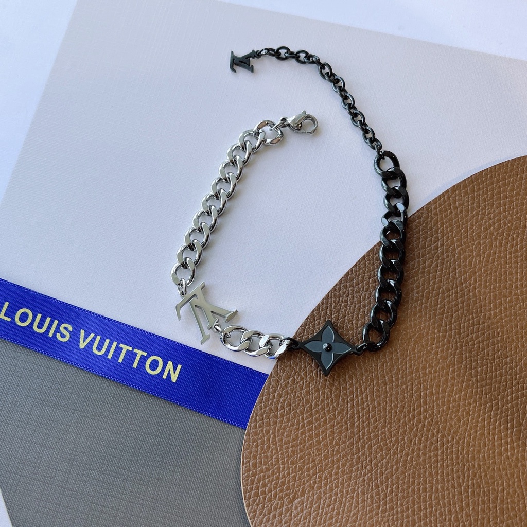 Vòng Tay Louis Vuitton Bằng Thép Titan Chống Nước Họa Tiết LV Monogram