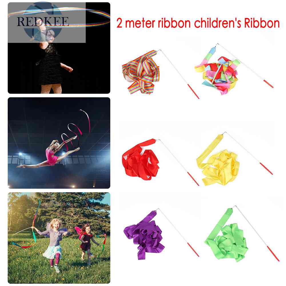 Gậy Ruy Băng Màu Cầu Vồng Dài 2m Hỗ Trợ Luyện Tập Múa Ba Lê Cho Bé