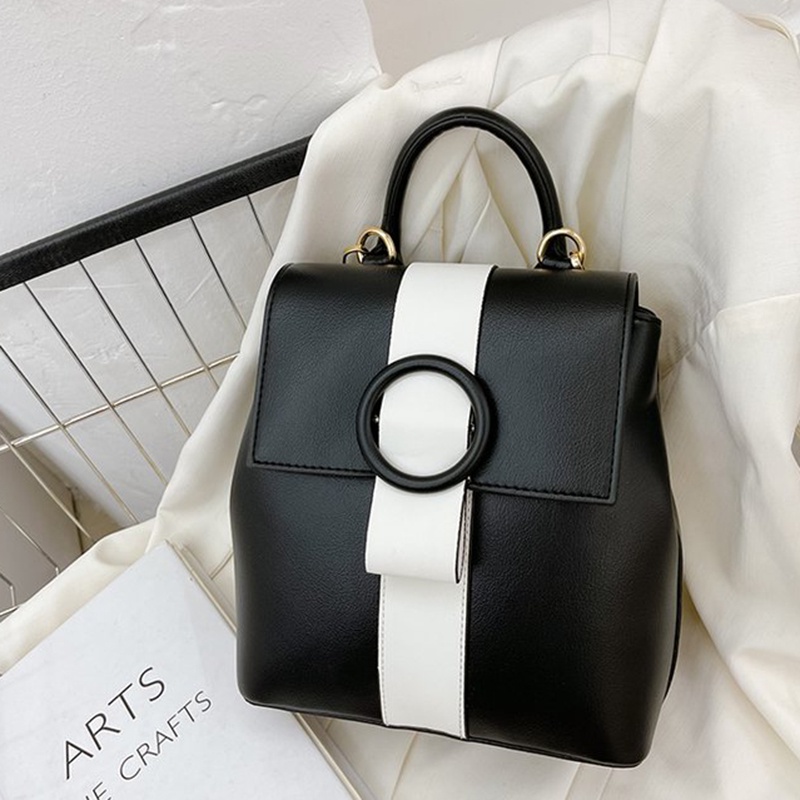 Ba Lô Da Phối Màu Tương Phản Phong Cách Phương Tây Cho Nữ