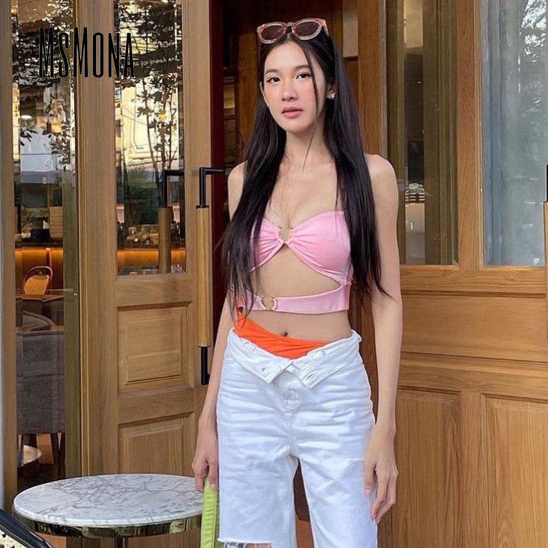 Bộ Áo Liền Quần Sát Nách Hở Vai Màu Trơn Thời Trang 2023 Cho Nữ