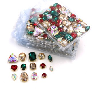  Phụ Kiện May Vá Quần Áo Đính Đá Pha Lê Nhiều Hình Dạng Có Móng Vuốt Màu Vàng Kim 