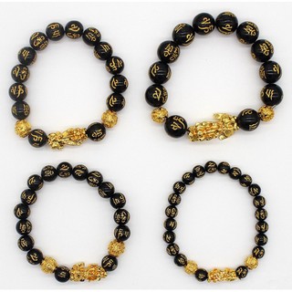 Vòng tay hạt đá obsidian đen may mắn 8 / 10 / 12 / 14mm