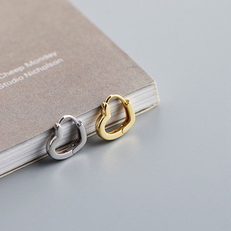 Bông Tai Hình Trái Tim Bằng Kim Loại Màu Vàng / Bạc Phong Cách Tối Giản Thời Trang Cho Nữ