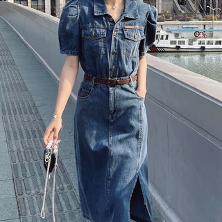 Đầm denim cao cấp ôm eo phong cách hong kong thời trang mùa hè hàng mới dành cho bạn nữ jj
